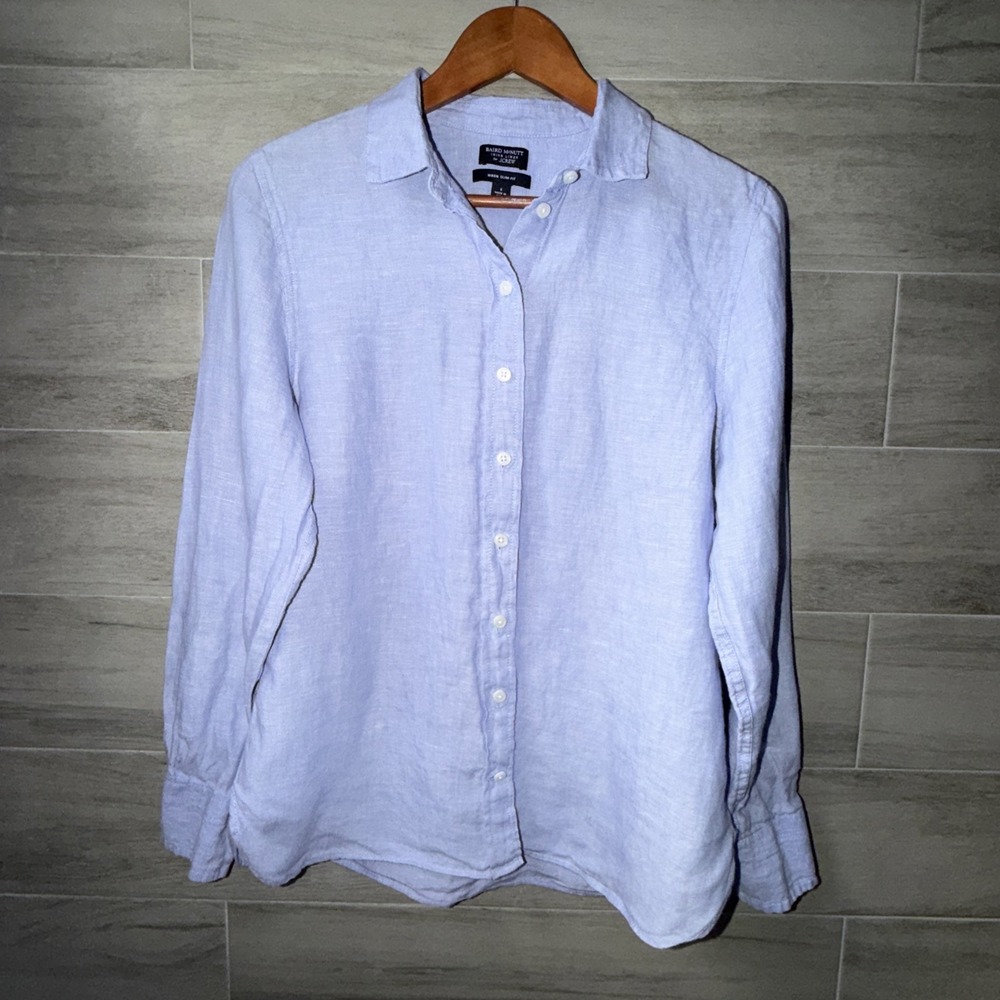 J.Crew Baird McNutt Blue Irish Linen Perfect Shirt Button Down Size 6 Wren Slim